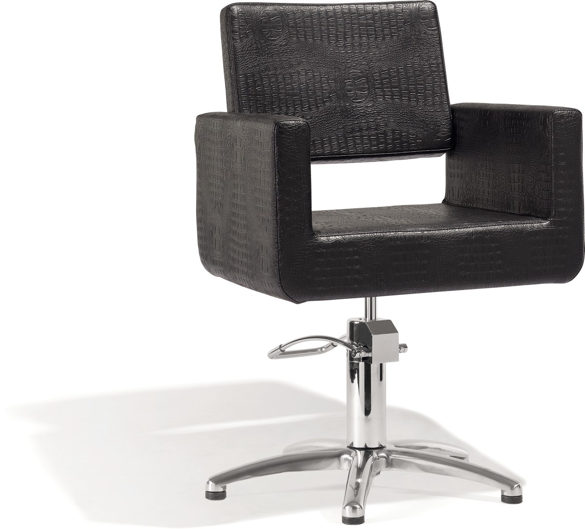 Sibel Felicitas Friseurstuhl Kroko-Schwarz mit 5-Stern-Basis 