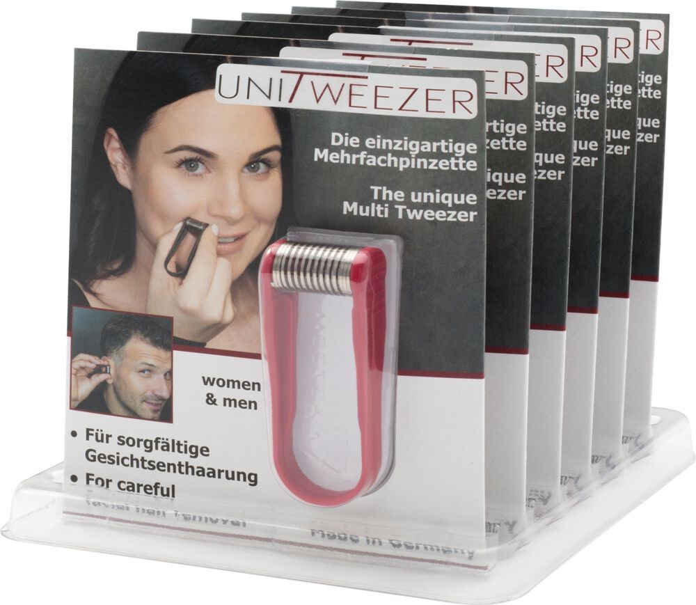  Unitweezer Display mit 6 Mehrfach-Spiralpinzetten Rot 