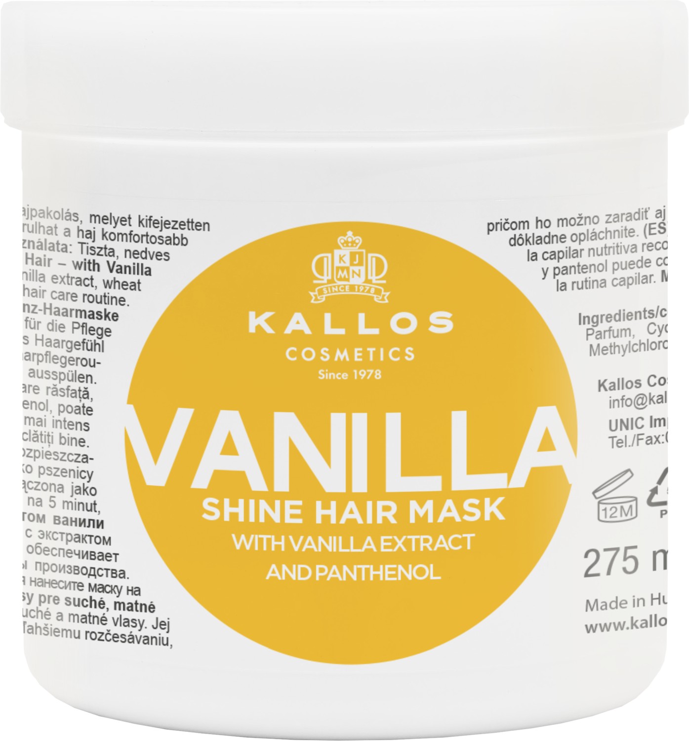  Kallos KJMN Vanilla Shine Hair Mask 275 ml 