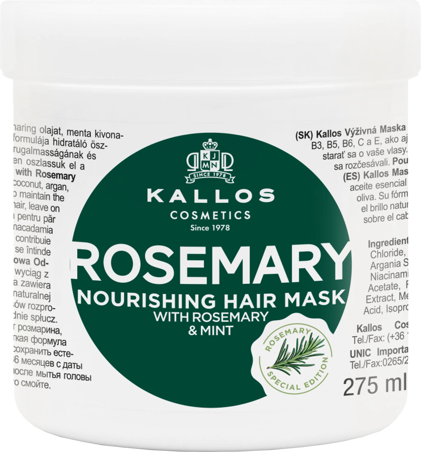  Kallos KJMN Rosemary Nourishing Hair Mask 275 ml 