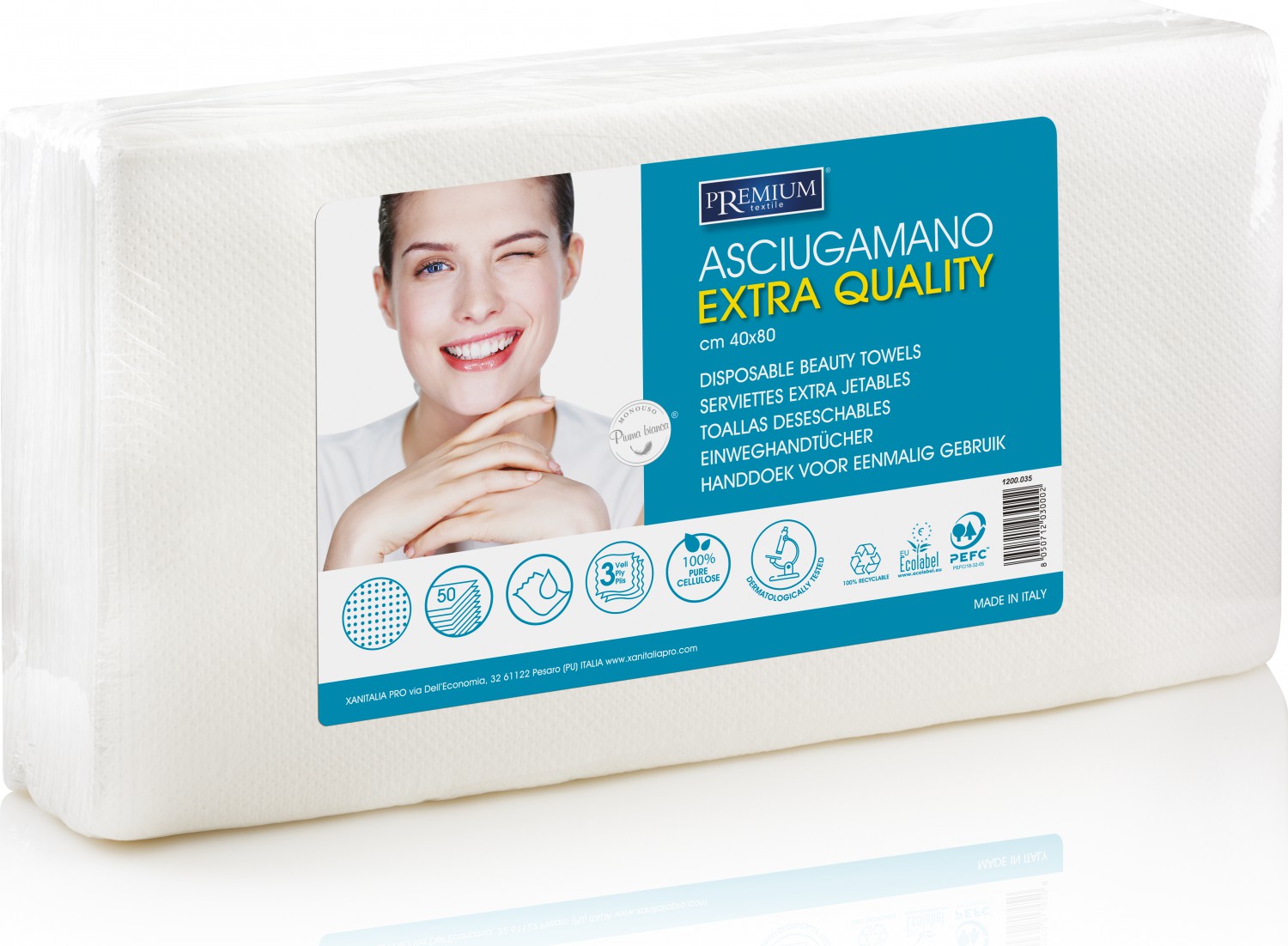  XanitaliaPro Einweg-Friseurhandtuch extra Quality 4-Fach gefaltet 