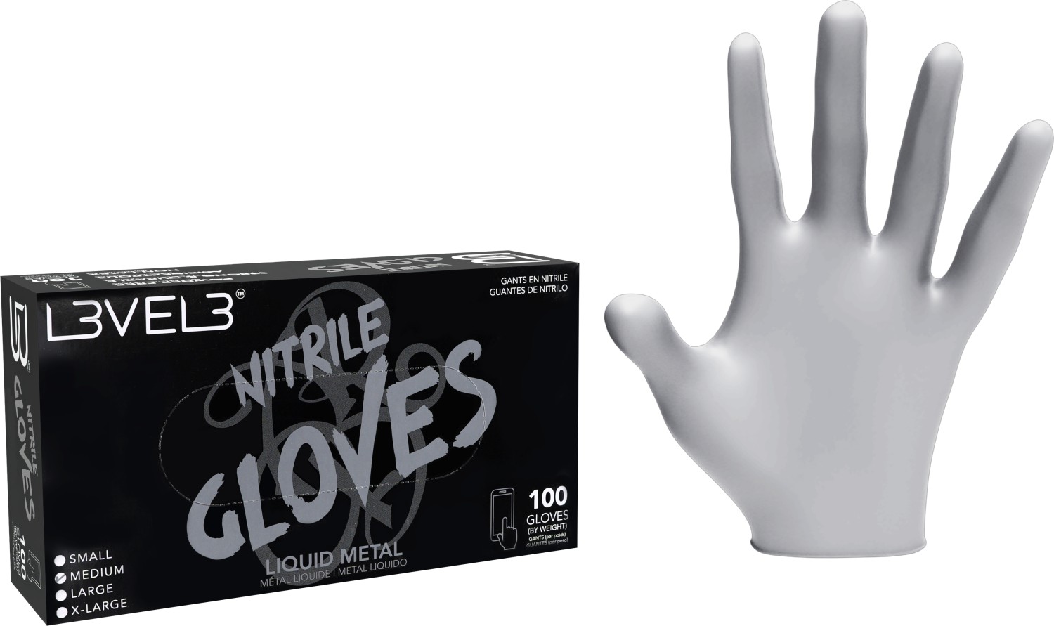  L3VEL3 Nitrilhandschuhe Medium Liquid Metal 