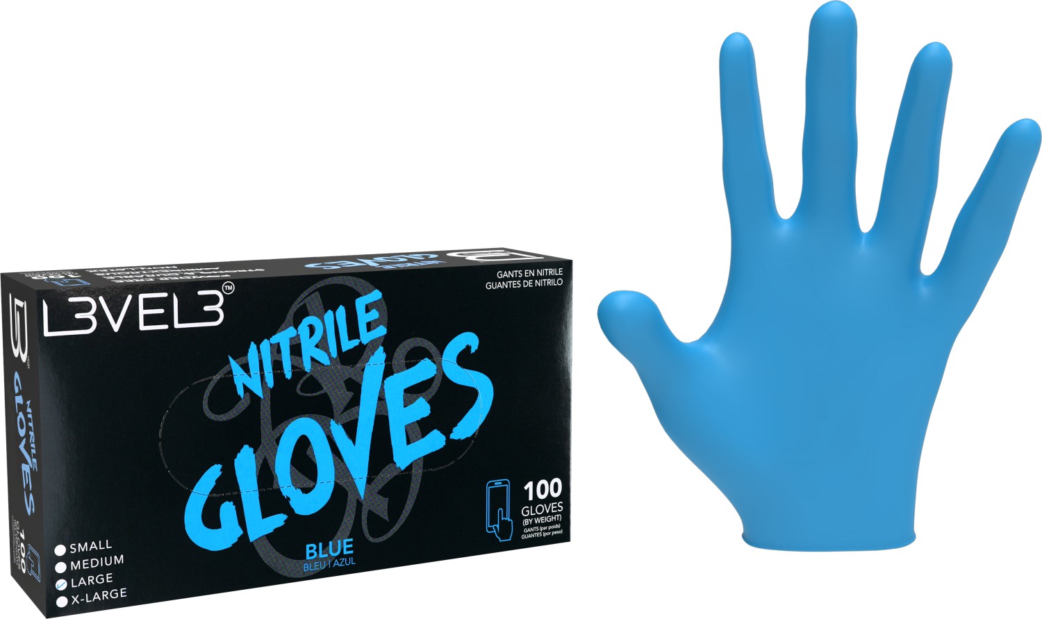  L3VEL3 Nitrilhandschuhe Large Blue 